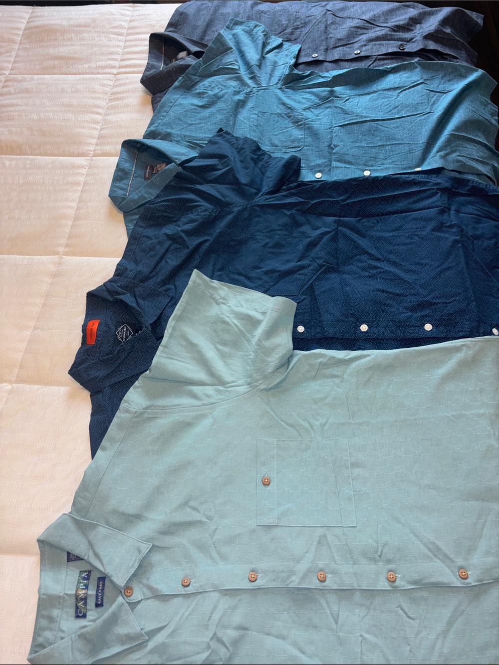 Men's Short-Sleeve Button-down Shirt Blue Bundle XL